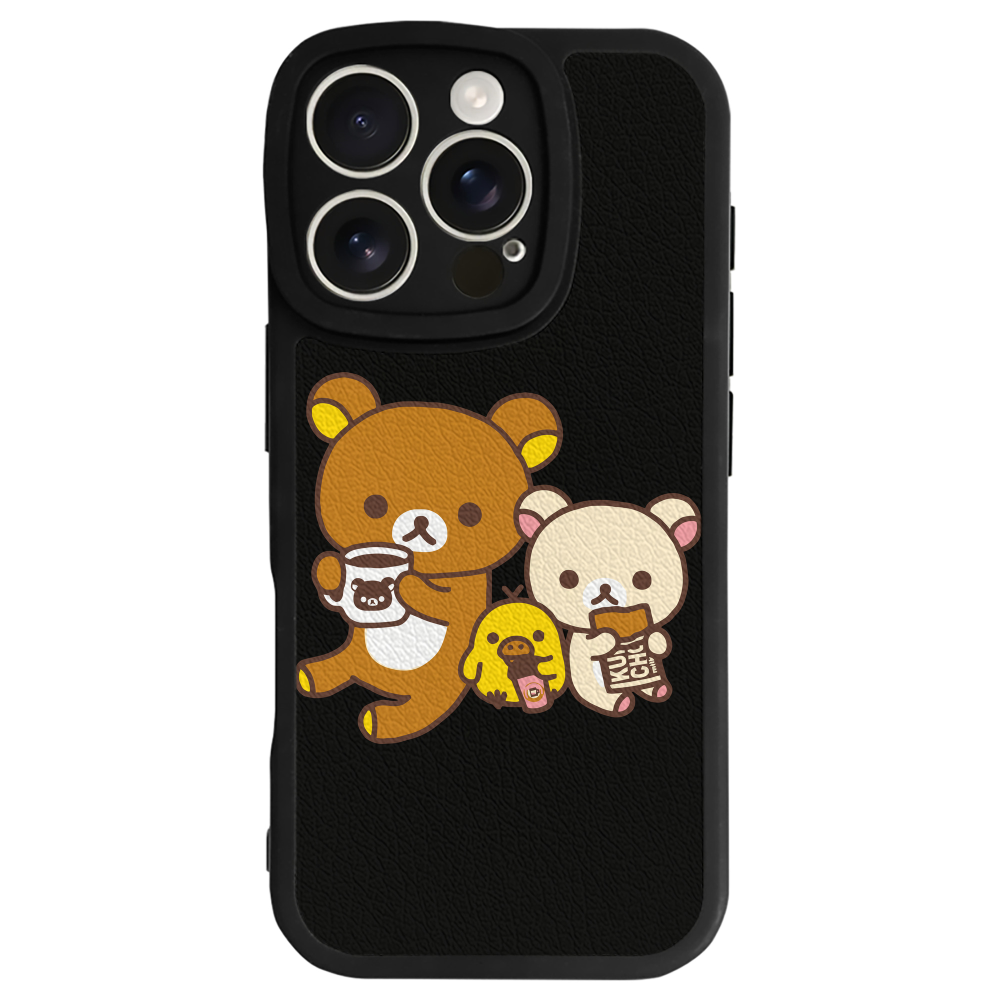 （画像用） リラックマ リラックマ キイロイトリ Rilakkuma Korilakkuma Kiiroitori 【iPhone 16シリーズ対応】シリコンスマホケース（レザー調） 材質：シリコン